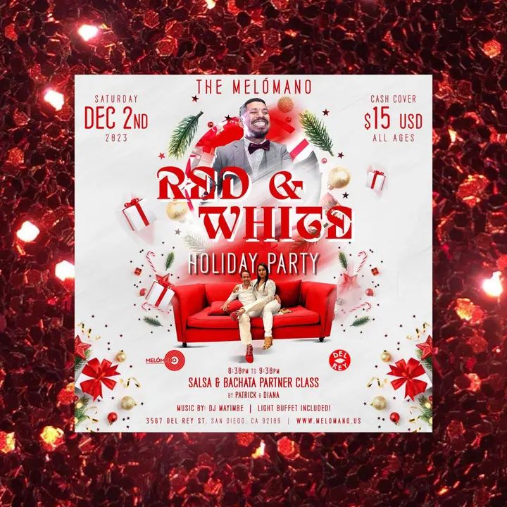 The Melómano Red ❤️& White Salsa and Bachata Holiday Party is going down on Saturday, December 2nd at Tango Del Rey! 🎉 Don’t miss this fun event!🥳 ❤️🤍❤️🤍❤️Wear your bes