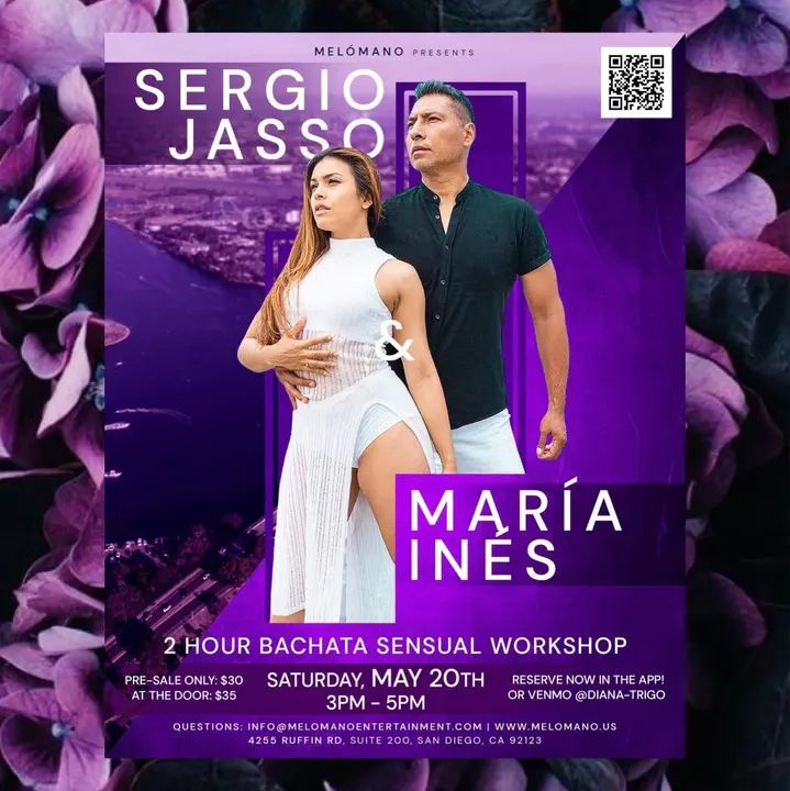 We are so excited to have Sergio Jasso and María Inés back for a one time exclusive Bachata Sensual workshop!!! 🤩 Don’t miss out Fam!! 🎉Sergio Jasso and María Inés will be