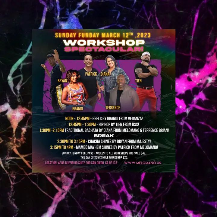 ⚠️LAST DAY TO BUY YOUR PRESALE! The Sunday Funday workshops are here! 🤩 Ready to have some fun and dance with us?! We have brought together a great line up of instructors an