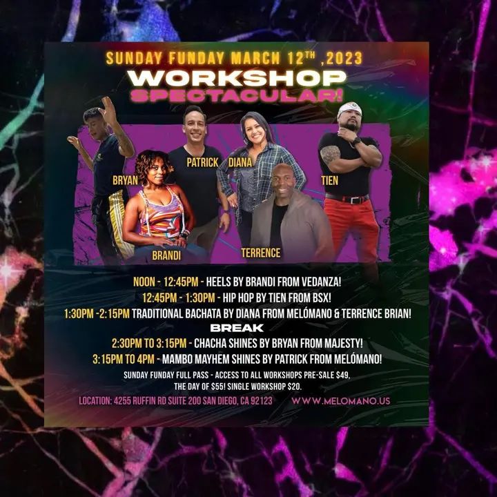 The Sunday Funday workshops are here! 🤩 Ready to have some fun and dance with us?! We have brought together a great line up of instructors and different types of dances! 🔥🔥