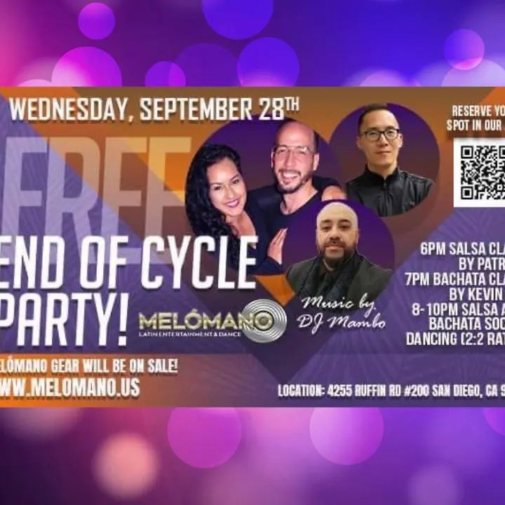 It's time to celebrate! 🥳 Introducing the Melómano End of Cycle Party: FREE Classes AND Salsa & Bachata mini Social! Its going down Wednesday, September 28th! 💃🏽 This part