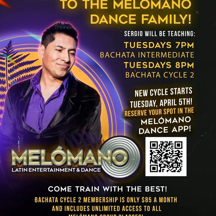 🚨TONIGHT!!!! April 5th and EVERY TIESDAY NIGHT!!!! Sergio Jasso will be teaching: 🥳 🕺🏼Tuesdays 7pm Bachata Intermediate! 💃🏽Tuesdays 8pm Bachata Cycle 2! He’s also avail