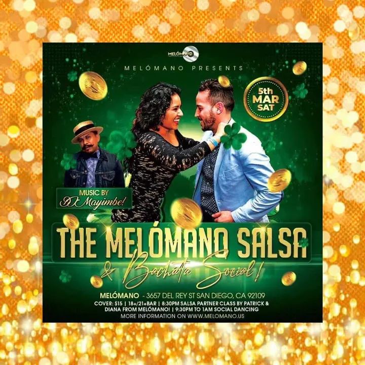 🍀 Feeling Lucky?! 🍀 The March Melómano Salsa & Bachata Social will be giving off some lucky charm vibes this month!! Lots of giveaways and you could be the lucky winner of O