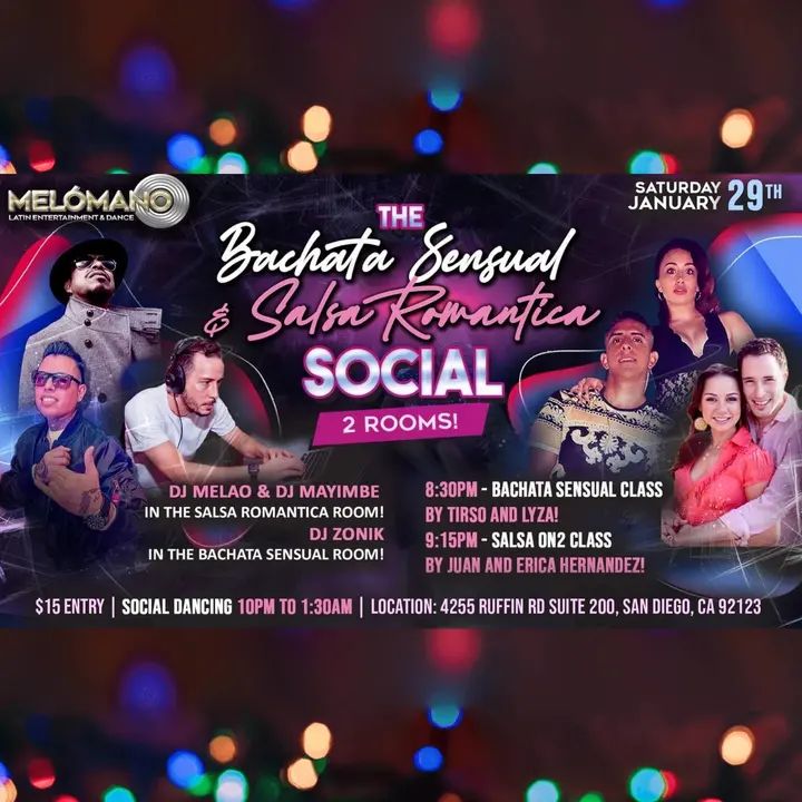 The Melómano Bachata Sensual & Salsa Romantica Social never disappoints! 🔥☀️ with 2 rooms for dancing!! This is our Dancer's edition where we will be securing the top social