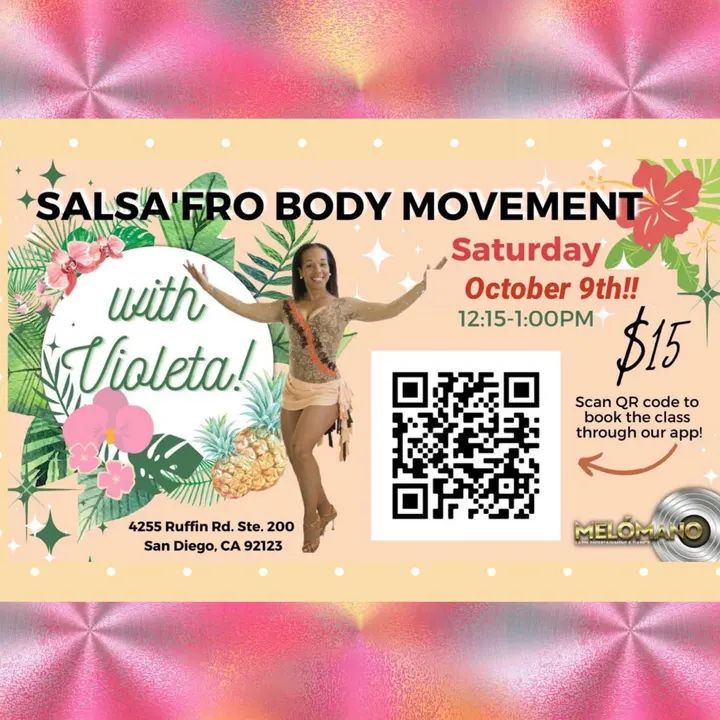 BACK BY POPULAR DEMAND!!! Your favorite, Violeta Salsera, will be doing a special IN-PERSON pop-up SalsA'fro Body Movement Workshop! ❤️Save the Date! SATURDAY, October 9th at