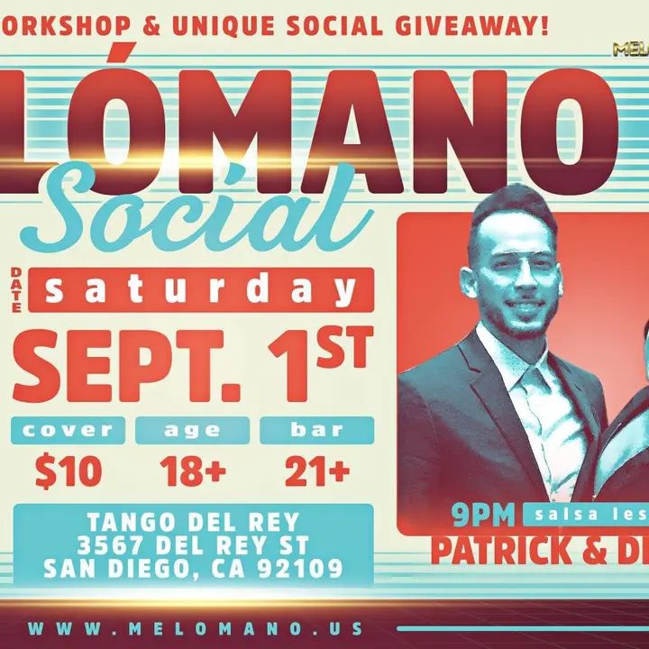Join us for the September Melómano Social on Saturday, September 1st!! Doors open at 9:00PM. Enjoy a drink at the bar or a bit of food before dancing. Available for purchase