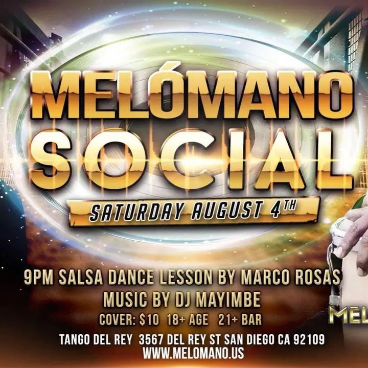 Join us for the August Melómano Social on Saturday, August 4th!! Doors open at 9:00PM. Enjoy a drink at the bar or a bit of food before dancing. Available for purchase throug