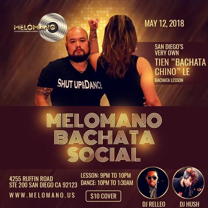 Calling the Bachata Lovers! The Melómano Bachata Social is going down THIS Saturday May 12th with Special guest DJ Relleo from Sacramento! Only $10 and it includes the 9pm bac