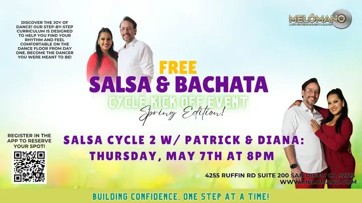 TONIGHT at 8PM!🥳 FREE Salsa Cycle 2 Kick Off Spring Edition!🌸 Join us for the NEW Cycle!🤩 Are you ready for a NEW and EXCITING WAY to reach your Dance Goals? 🤗 🙌🏼 Meló