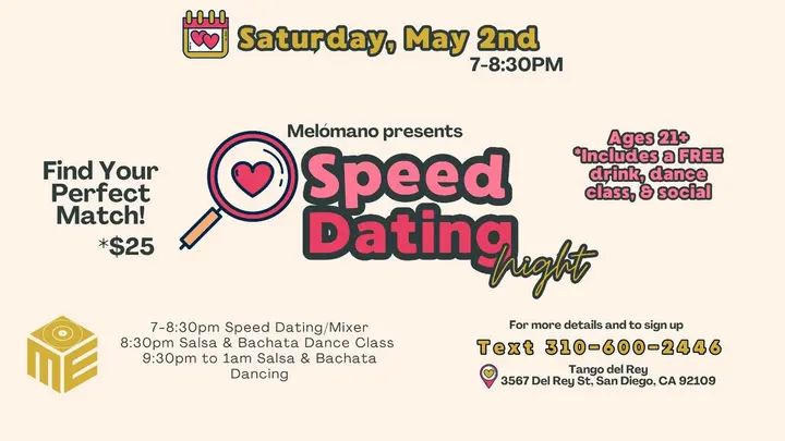 Ready to meet someone new and actually have fun doing it? 👀💕 Join us for a night of connection, dancing, and unforgettable moment at Melómano’s Speed Dating Night at Tango D