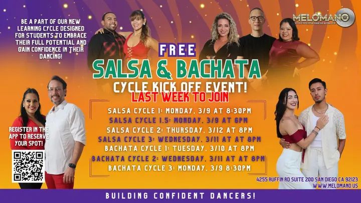 Missed last week?👀 Don’t worry, this is your moment to jump in! 💃🕺 Our Salsa & Bachata Cycles are still open, so sign up in the app today and start dancing before it’s too