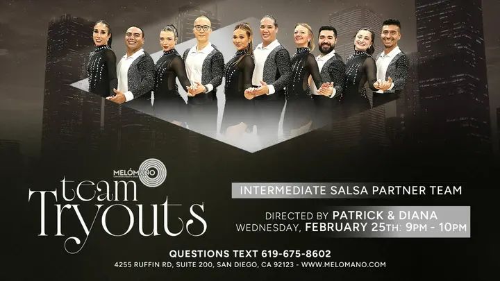 Join the Melómano Intermediate Salsa Partner Team!! 👯‍♀️💃🏽Friendly environment with positive vibes! Directed by Patrick and Diana!🙌🏼 Come check out the FREE Melómano Int