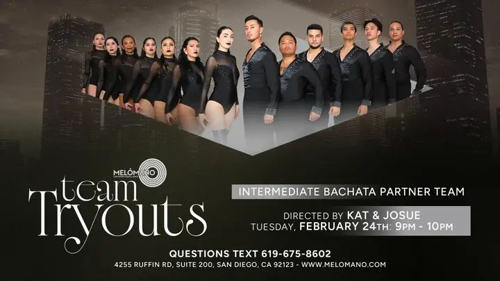 Join the Melómano Intermediate Bachata Fusion Team!! 👯‍♀️💃🏽Friendly environment with positive vibes! 🙌🏼 Directed by Kat and Josue! Come check out the FREE Melómano Inte