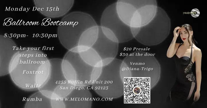 ✨ The Melómano Ballroom Bootcamp is going down this TONIGHT, 12/15! The perfect entry into a new world filled with technique and beautiful dancing! ✨ If ballroom has been w