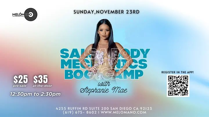 It’s going down this SUNDAY!!!💥 Salsa Body Mechanics Bootcamp With Multiple World Champion Stephanie Mae! 💃 Two hours 😌 of focused movement, technique, and intentional tra