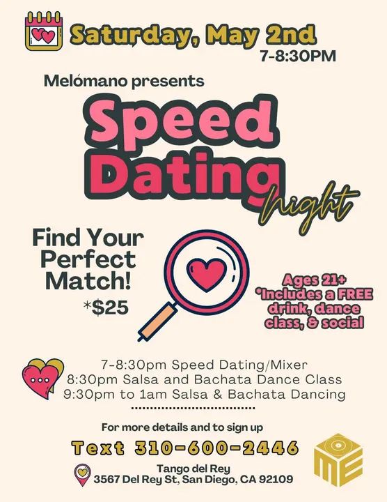 Ready to meet someone new and actually have fun doing it? 👀💕 Join us for a night of connection, dancing, and unforgettable moment at Melómano’s Speed Dating Night at Tango D