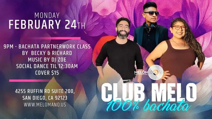 📢Calling all of the bachata lovers!! Melómano has got you covered. Get ready to feel bachata vibes at our 100% Bachata night!🔥 We’re bringing the hottest dance floor vibes!
