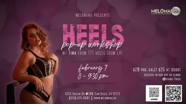 📣 TONIGHT!! Pop-Up Workshop Alert!! Heels workshop with Tina from TTT heels from LA!👠🔥 Heels POP-UP for all levels. Get ready to strut and feel confident! 🎵💃🔥 Want to
