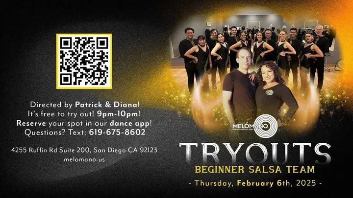 Join the Melómano Beginner Salsa partner performance teams TONIGHT!! 👯‍♀️💃🏽Friendly environment with positive vibes! 🙌🏼 Come check out the FREE Melómano Beginner Salsa P