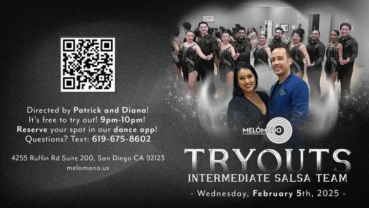Join the Melómano Salsa partner performance teams TONIGHT!! 👯‍♀️💃🏽Friendly environment with positive vibes! 🙌🏼 Come check out the FREE Melómano Intermediate Salsa Partne