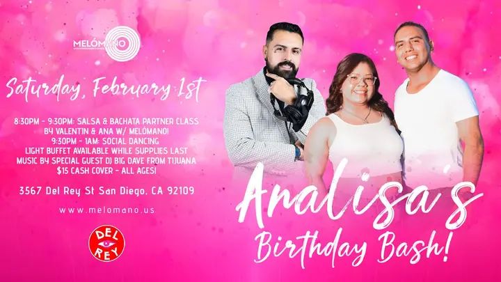 Get ready to celebrate this Saturday at the one and only Analisa’s Birthday Bash Salsa and Bachata Social 🎂 Let’s get Pretty in Pink 💓💞💗 for this special occasion! Save t