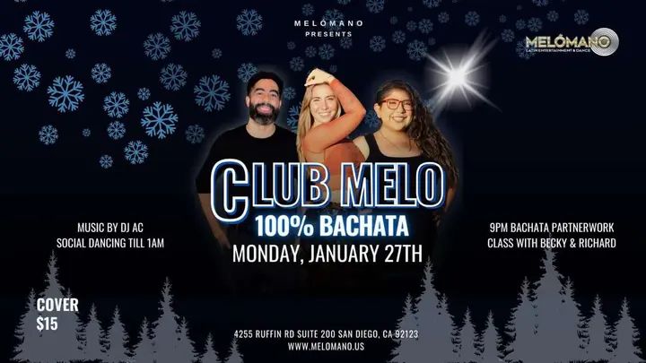 Get ready bachata lovers for a 100% Bachata night!🔥 We’re bringing the hottest dance floor vibes! Be a part of the Bachata magic! 🤩 It’s going down on Monday, January 27th!
