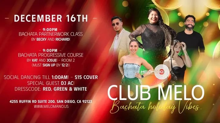 TONIGHT!!! Get ready to feel bachata vibes at our new 100% Bachata night! 🔥 We’re bringing the hottest dance floor vibes this holiday season! 🎁🎄 Be a part of the Bachata m