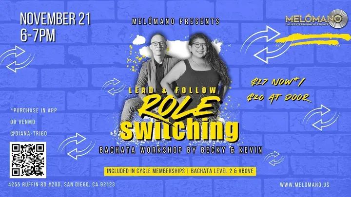 Step Into a New Role on the Dance Floor! 💃🕺✨ Ever wondered what it’s like to step into your partner’s shoes? Join our Bachata Role Rotation Workshop and experience a uniqu