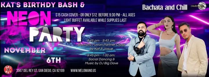 📢BACHATA LOVERS!!! Melómano has got you covered with our Special 100% Bachata Social, Tonight at Tango Del Rey🥳 This one is even more special Bachata Night to celebrate a