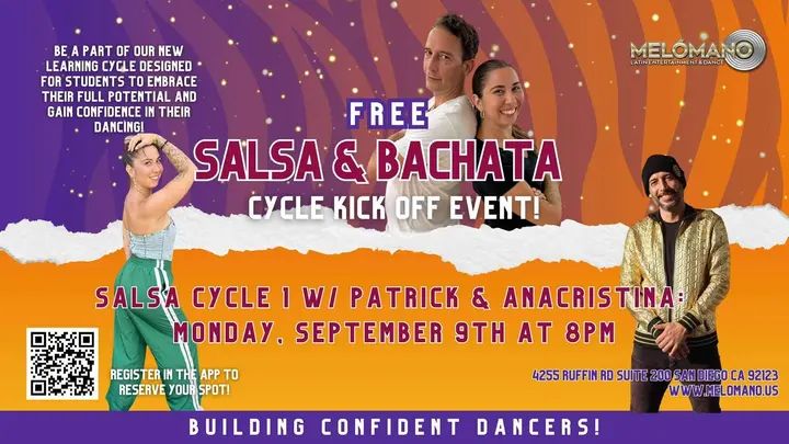 NEW SALSA and BACHATA DANCE CYCLE KICK OFFS STARTS in SEPTEMBER🥳 These Cycles have been a BIG hit! Come check it out for one FREE session! NOW is the time to learn new moves