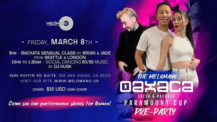 The Melómano Dance Fam is going to the Oaxaca salsa and bachata festival! But first, we are throwing a Oaxaca Salsa and Bachata festival pre-party in San Diego!!🤩 It's going
