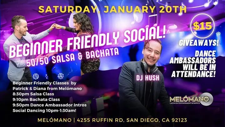 It's BACK!!! 🤗 The Beginner Friendly social! On Saturday, January 20th, Melómano is dedicating this night to the new dancers in the San Diego Dance Community who are just sta