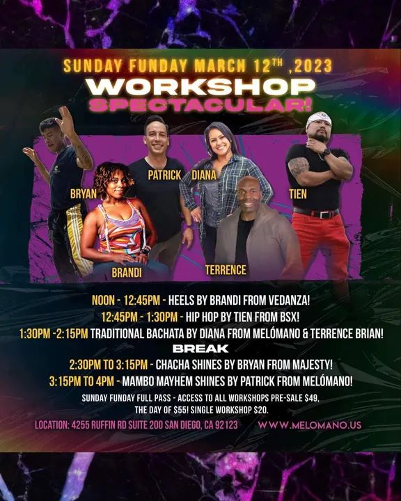 ⚠️LAST DAY TO BUY YOUR PRESALE! The Sunday Funday workshops are here! 🤩 Ready to have some fun and dance with us?! We have brought together a great line up of instructors an