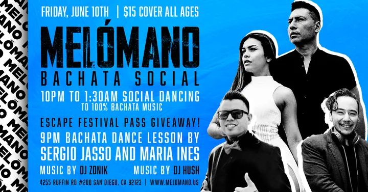 The Melómano Bachata Social is back!! 🔥🔥🔥🔥 We have awesome bachata instructors and TWO incredible DJ's! Plus a full pass giveaway to the Escape Festival in Palm Springs! I