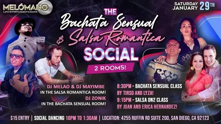 The Melómano Bachata Sensual & Salsa Romantica Social never disappoints! 🔥☀️ with 2 rooms for dancing!! This is our Dancer's edition where we will be securing the top social