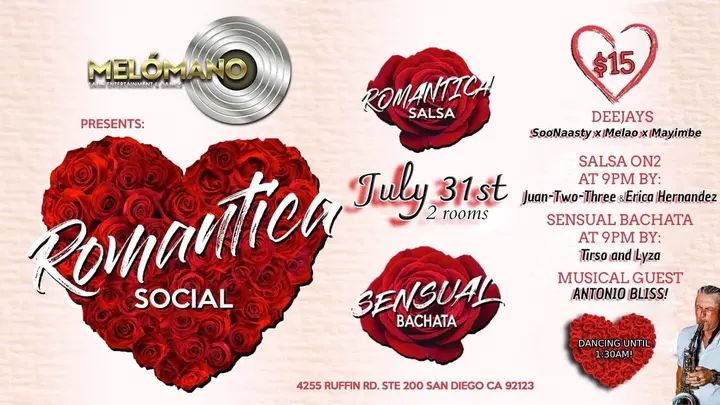 Summer just got a whole lot hotter with Melómano’s Bachata Sensual & Salsa Romantica Social 🔥☀️ By popular demand Melómano is bringing back its HOTTEST event with 2 rooms fu
