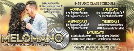 Check out all the classes we offer during the week ✨🕺🏻💃🏻 💃🏽 Salsa Dance Classes 💫 ✨Beginner Level: Mondays 7pm Wednesdays 6pm ✨Intermediate Level: Tuesdays 6p