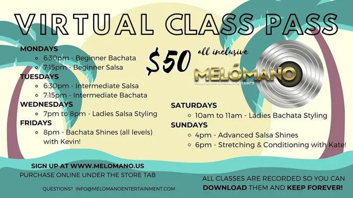 Stay active and healthy with Melómano 💃🏽🔥 ‼️‼️New‼️‼️We are offering in-person classes for $15 each 💃🏽 We still have our virtual pass for our online classes if you do no