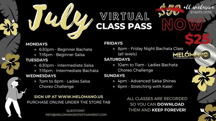 Only $25 for our July Dance Virtual Pass!!! With two weeks to go in our July Virtual pass and we have adjusted the price of the virtual pass to $25!!! This give you access fro