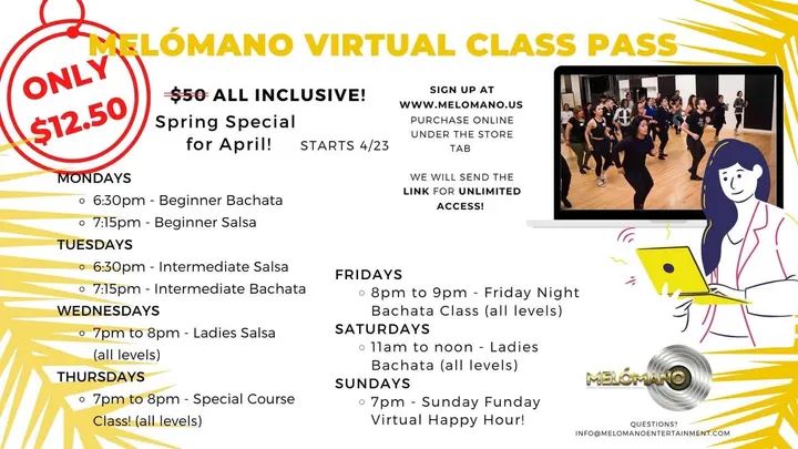 There is only 1 week left in April so we have adjusted the price of the virtual pass to $12.50!!! This give you access from 4/23 till the end of the month. Remember we are rec