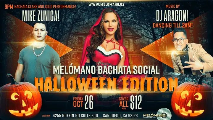 The October Melómano Bachata Social is going down FRIDAY, October 26th with Special guest Instructor, Mike Zuniga from LA and special guest DJ Aragon from the OC!!! This is t