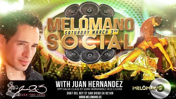 Saturday March 3rd!! Its the Melomano Social with Juan Hernandez, Erica Hernandez and DJ Mayimbe!! Performances by Ritmo Ache, Melomano Salsa, and SD Touch! $10 Cover! See you