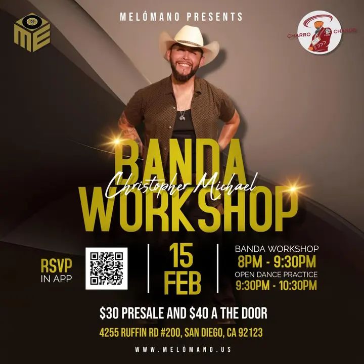 It’s finally here!! The Banda workshop is tonight at 8pm!! $30 pre-sale ends at 5pm! Venmo @Diana-Trigo It’s $40 at the door, save money and buy it now 🎉🎉🎉 ✔️8-9:30pm w