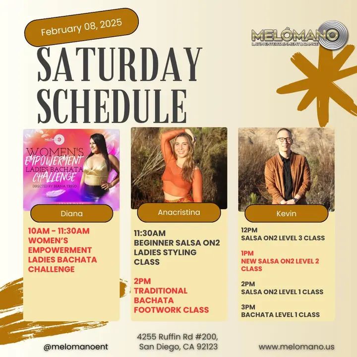 It’s the weekend and it’s Saturday! Time to dance and have fun! Join us for Salsa & Bachata classes! 🥳 10am🔸Woman’s Empowerment Ladies Bachata Challenge 11:30am🔸 Salsa L