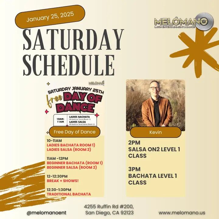 It’s the weekend and it’s Saturday! Time to dance and have fun! Join us for Salsa & Bachata classes! 🥳 🚨FREE DAY OF DANCE 🚨 10am🔸Ladies Salsa Styling (Room 1)