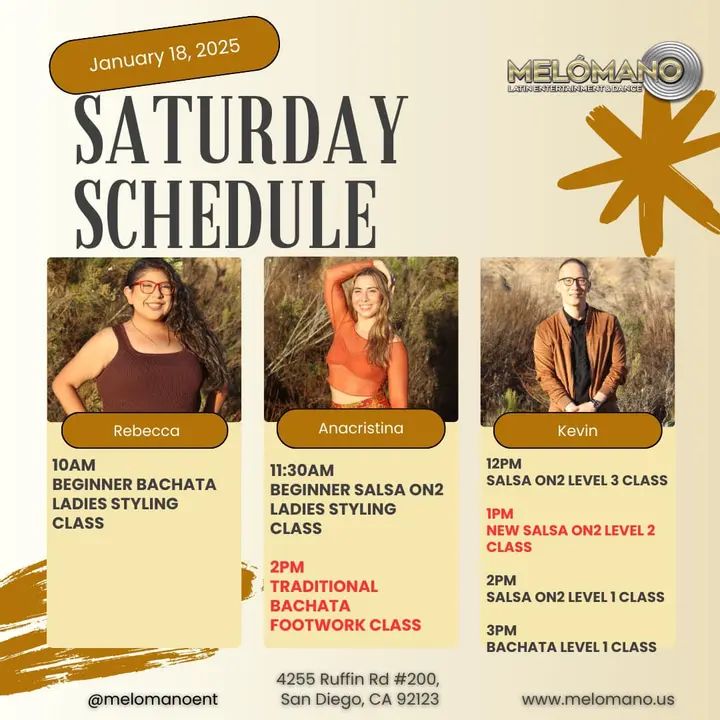It’s the weekend and it’s Saturday! Time to dance and have fun! Join us for Salsa & Bachata classes! 🥳 10am🔸Beginner Bachata Styling 11:30am🔸 Salsa Ladies Styling Noo