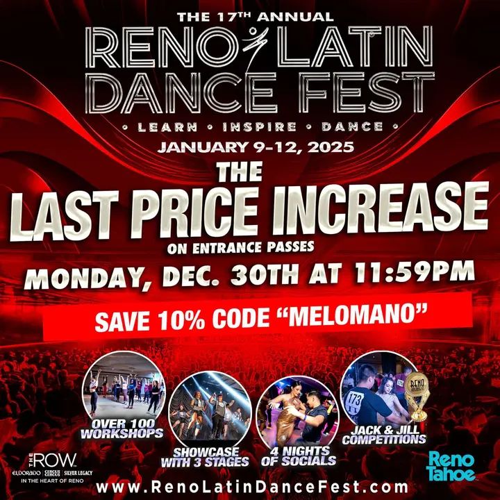 🙌 The LAST Price Increase 😱 Join over 60 fellow San Diego Dance Community members heading to Reno for an amazing weekend! 💃🕺🏼👯🪩 📍Prices go UP Monday, Dec. 30th at 11: