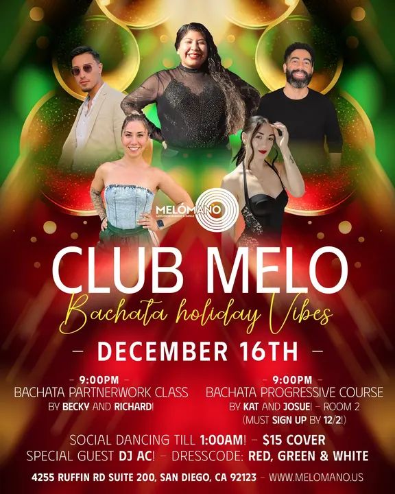 This Monday!! Let’s start off the week right!! 🤩🤩 We’re spreading Bachata Holiday Cheer!! 🎄🕺🏼💃 Get ready to feel bachata vibes at our new 100% Bachata night! 🔥 We’re br