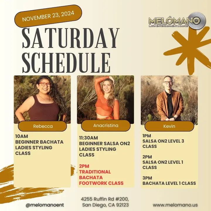 It’s the weekend and it’s Saturday ! And it’s time to dance! 💃🏻🕺🏻Time for some weekend fun 🥳 🎉Come join us for our Salsa & Bachata classes 🔸10am Beginner Bachata Styl