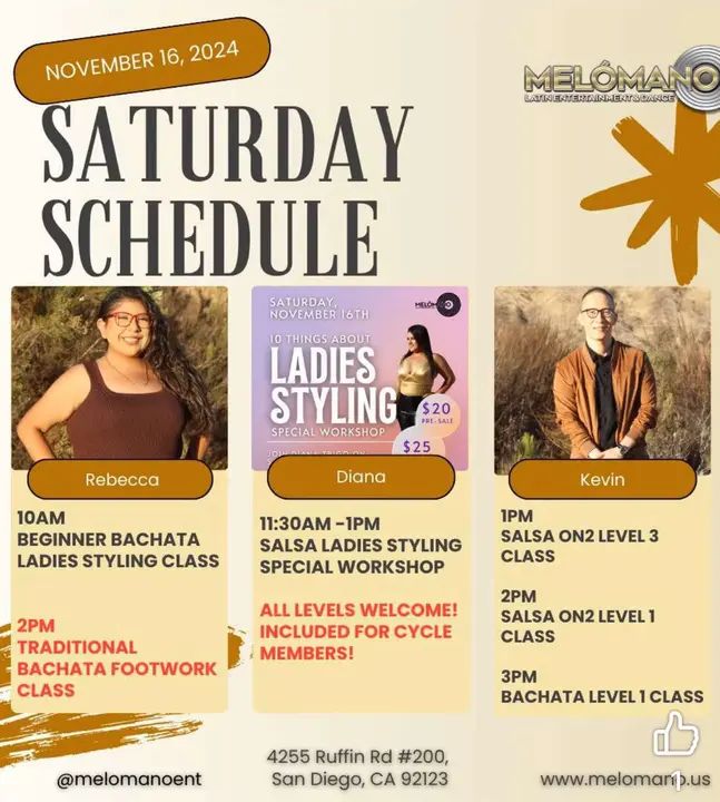 It’s the weekend and it’s Saturday ! And it’s time to dance! 💃🏻🕺🏻Time for some weekend fun 🥳 🎉Come join us for our Salsa & Bachata classes 🔸10am Beginner Bachata Styl